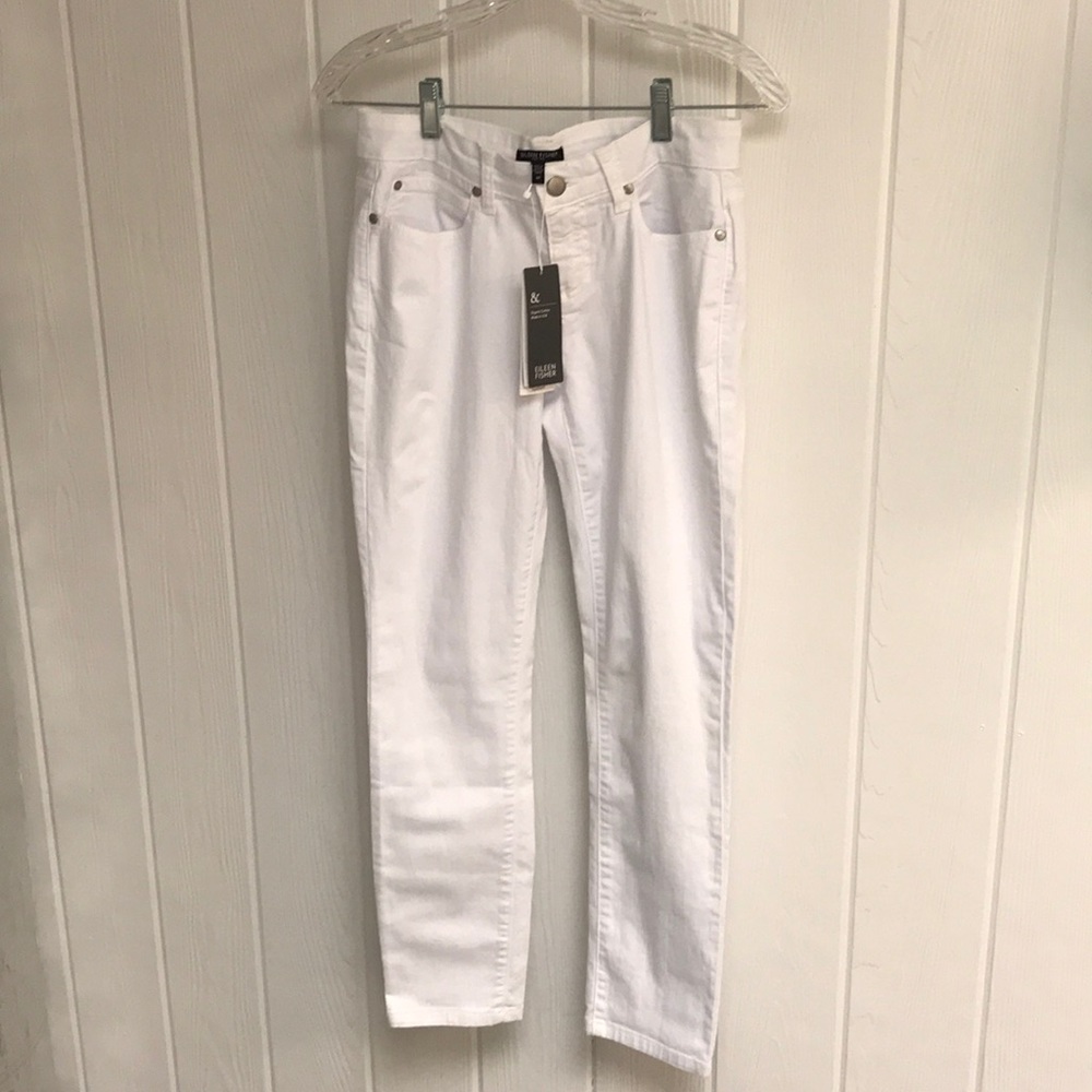 eileen fisher white slim ankle jean size 4p